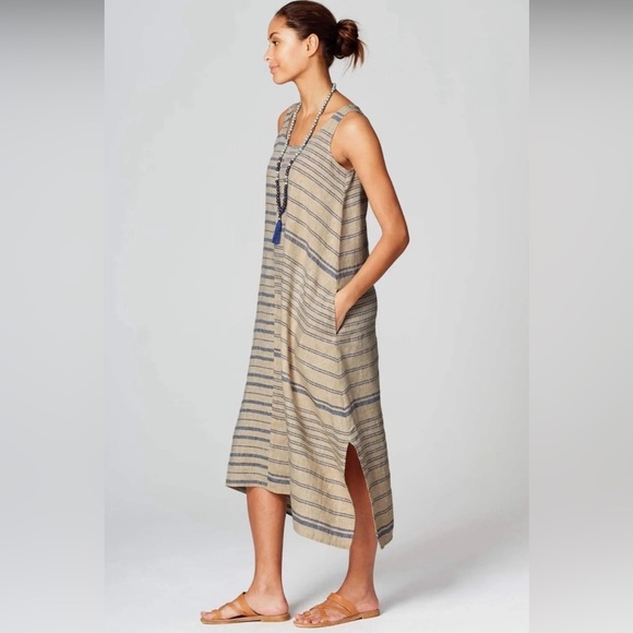 Purejill linen size small sleeveless 100% linen dress with pockets & side slits - Picture 13 of 16